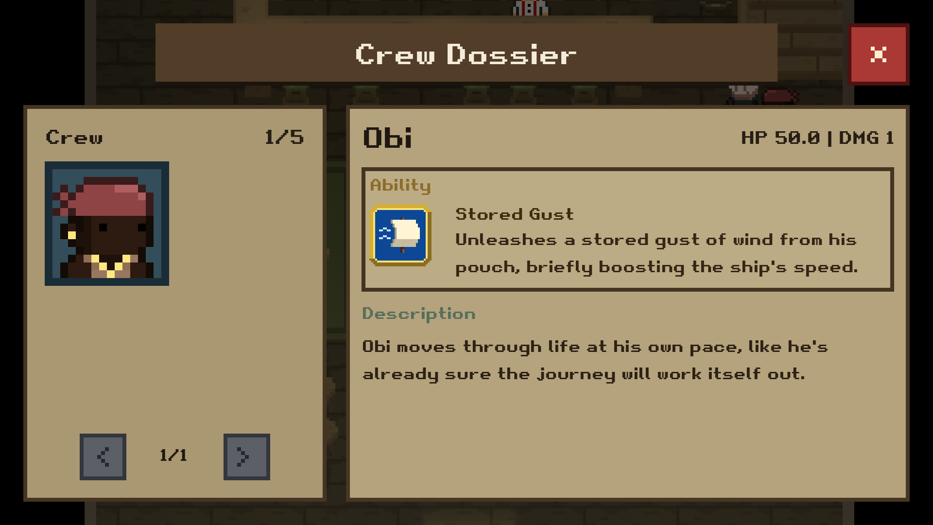 Crew dossier menu screenshot